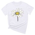 thumbnail image 5 of KIHOUT Nouveau Haut de Mode d'Été pour Femmes 2025, T-Shirt à Manches Courtes à Col Rond Décontracté à Imprimé Floral Blanc 2TG, 5 of 5