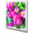 thumbnail image 2 of Petites Fleurs Roses avec Feuilles Vertes - Grande Oeuvre Florale sur Toile, 2 of 3