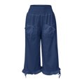 thumbnail image 4 of Snoarin Summer Plus Size Cargo Capris for Women Casual Pants With Eastic Waist, Solid Color Splashed Ink Print, Tie Dyed Ink, Seven Point Loose Wide Leg Pants Trousers for Women on Clearance, 4 of 4
