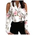 thumbnail image 1 of Womens Tops Long Sleeve Womens V Neck Pullover Off the Shoulder Printing Long Sleeve Tops, 1 of 8