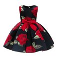 thumbnail image 2 of EGNMCR Robes de Soirée pour Femmes, Robes Formelles pour Femmes, Robes de Cocktail pour Femmes Robe Fille Robe pour Tout-Petites Satin Sans Manches Nœud Imprimé Rose Robe de Fête d'Anniversaire Longues Robes Robe Fille, 2 of 6