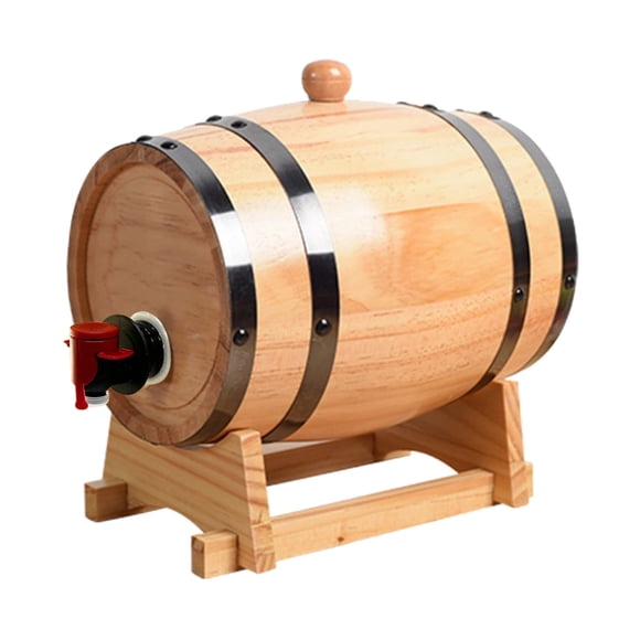 Aging Barrel with Wood Stand Mini Whiskey Barrels Whiskey Barrel Dispenser with Tap Table Home Bar Decor Display & Storage for Liquors Wine Beer