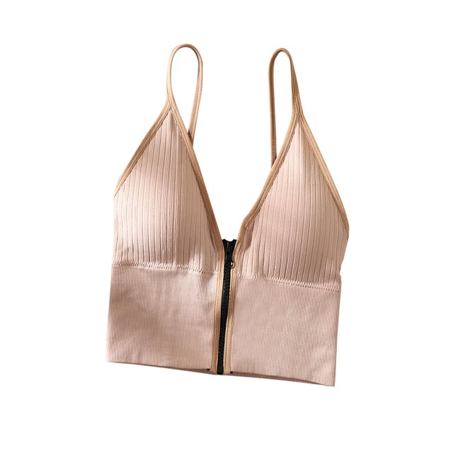 Diconna Soutien-Gorge Côtelé Sans Manches à Fermeture Éclair pour Femmes