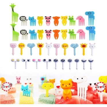 40 Pcs Pics pour Aliments d'Animaux et Fruits, Pics pour Boîte Bento, Mini Cure-Dents Alimentaires d'Animaux de Dessins Animés, Pics pour Fourchettes Bento de Lunch pour Enfants