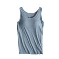 thumbnail image 1 of UPPADA Débardeurs pour Femmes en Modal Rembourré avec Soutien-Gorge Intégré, Col Rond, Camisole Sans Manches avec Soutien-Gorge Sans Armatures, Chandails Ajustés Décontractés, T-Shirt, Grande Taille, Hauts Confortables, Débardeurs d'Été pour Femmes 2025 Bleu Pâle, L, 1 of 7