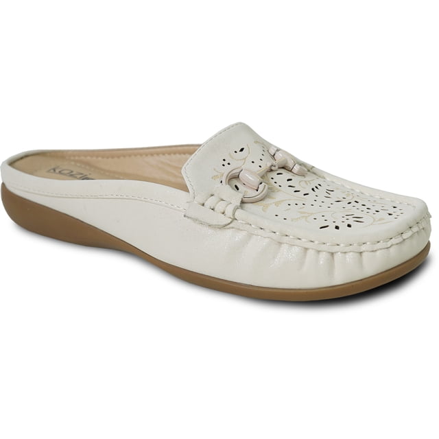 kozi Mule Plate de Confort pour Femmes ML3251 Mocassin Décontracté à Enfiler avec Bout Rond Moc