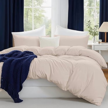 Beddora 3-Piece Queen Duvet Cover Set | 100% Cotton – Soft, Breathable & Durable Bedding Duvet Covers with Corner Ties Button Closure – Light Brown