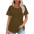 thumbnail image 1 of AherBiu Tuniques pour Femmes Amples Décontractées à Manches Courtes Couleur Unie Confortables d'Été à Col Rond Blouse T-Shirts, 1 of 7