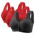 thumbnail image 1 of Posijego 3 Pack Bra for Women Front Closure Push up Everyday Bras Full Coverage Support Wireless Bras, 1 of 2