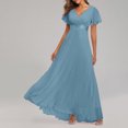thumbnail image 2 of Robes d'Invitée de Mariage pour Femmes Portefeuille à Col en V en Mousseline Maxi Cocktail Soirée Bal Robe Élégante Longue Robe de Demoiselle d'Honneur, 2 of 7