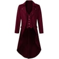 thumbnail image 2 of Gspmoly Mens Sweatshirt, Mens Gothic Solid Color Top Steampunk Medieval Tailcoat Uniform Performance Suit Lapel Jacket Going Out Tops Holiday Deals, 2 of 4