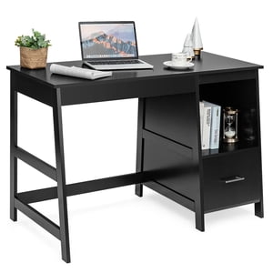 Gymax Bureau d'informatique de 47.5'' Poste de travail pour l'étude de rédaction de bureau de Trestle w/ 2 Tiroirs