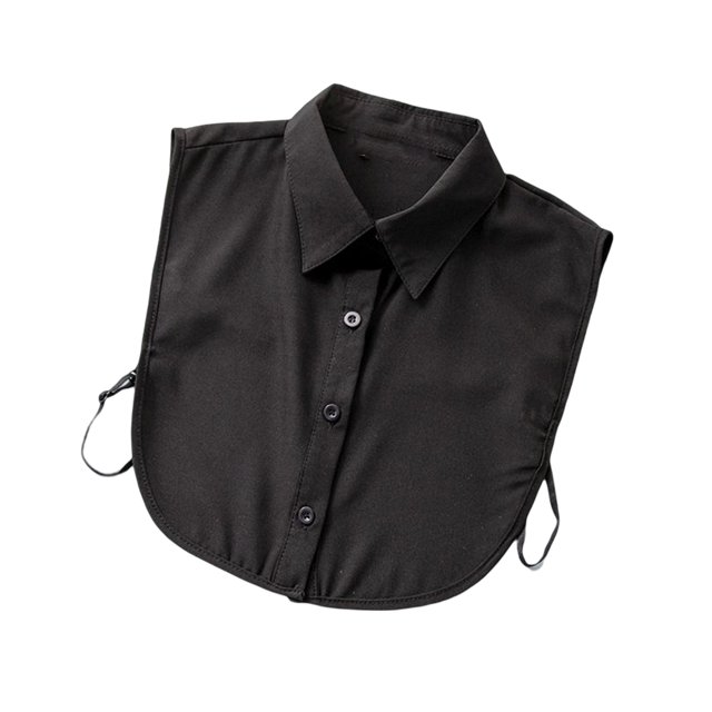 QualitChoice Simple Design Solid Color False Collar Formal Fashion Chiffon Fake Half Shirt Decorative Detachable Lapel Clothing Decor Black Point 1 Pc
