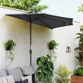 thumbnail image 2 of Outsunny 9.8ft Half Umbrella Patio Parasol Sun Shade, Crank Handle, Grey, 2 of 10