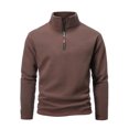 thumbnail image 1 of Ediodpoh Chandail à Col Roulé pour Hommes Chaud à Capuche Automne et Hiver Double avec Couleur Manteau à Fermeture Éclair Chandails pour Hommes Café S, 1 of 5