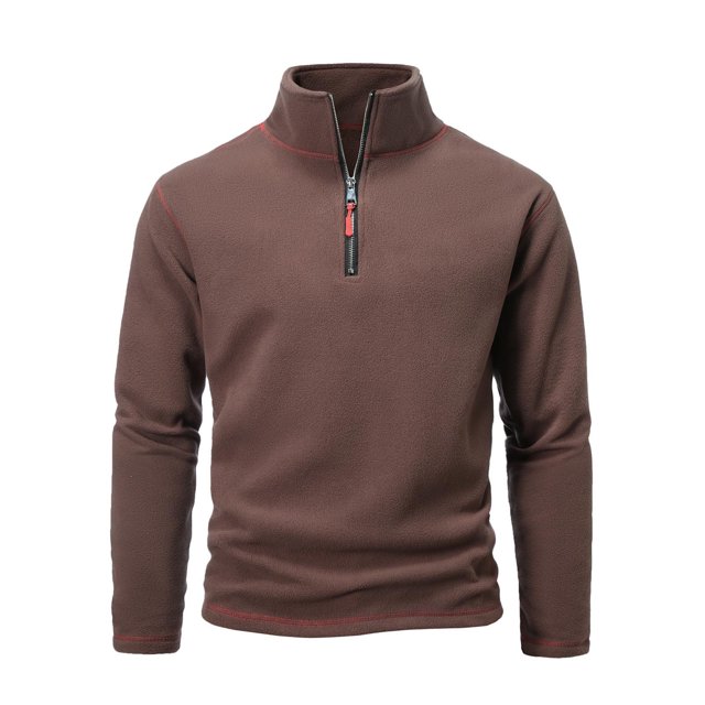 Ediodpoh Chandail à Col Roulé pour Hommes Chaud à Capuche Automne et Hiver Double avec Couleur Manteau à Fermeture Éclair Chandails pour Hommes Café S
