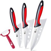 Ceramic Knife Set for Kitchen 3" 4" 5" Fruit Paring Knives with Soft-Grip Handle and Peeler