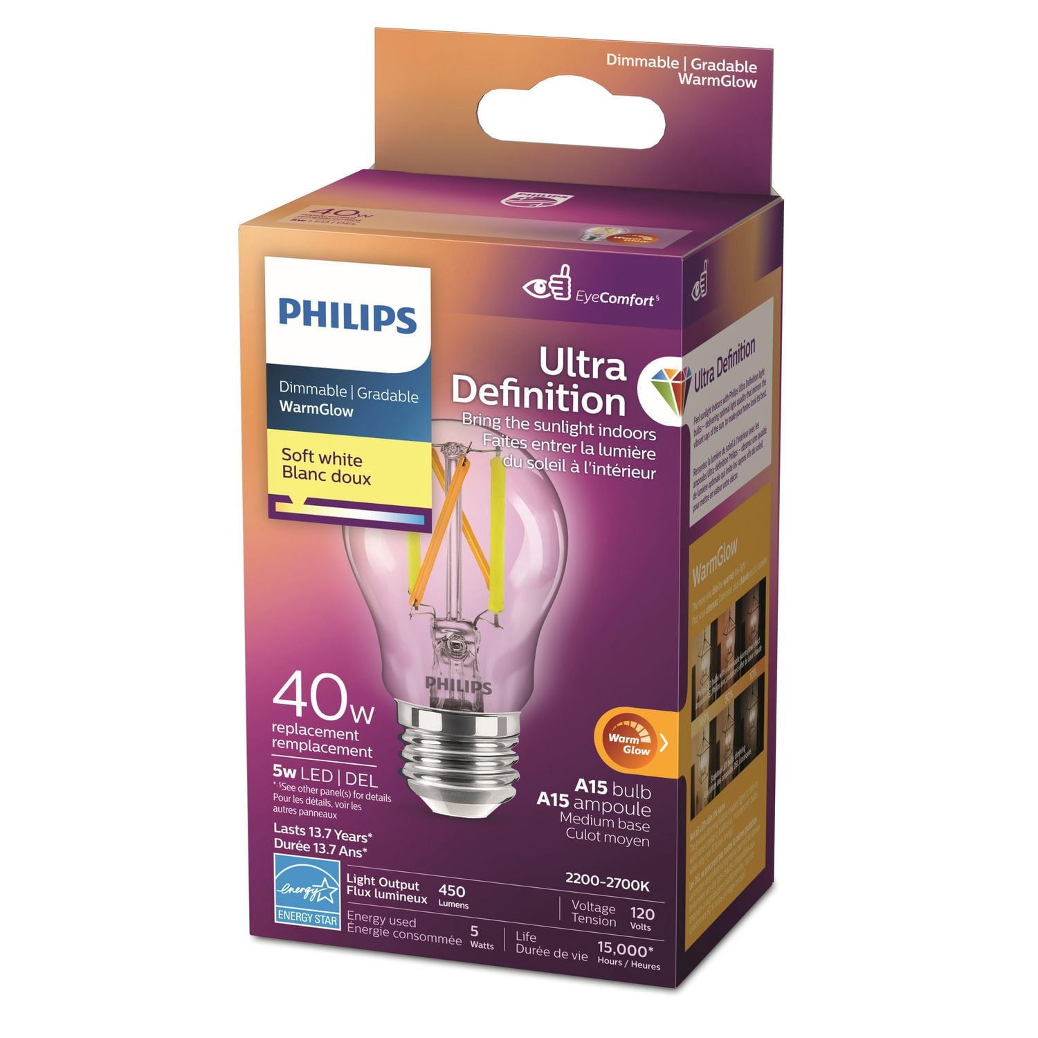 Philips LED Ultra Definition 40W A15 Soft White Glass Clear