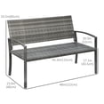 thumbnail image 3 of Outsunny Rattan Wicker Loveseat Garden Furniture with Armrests Gray, 3 of 10