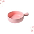 thumbnail image 2 of Round Ceramics Baking Plate Practical Household Handle Baking Tray Fruit Salad Plate for Home Kitchen Bakery (Pink), 2 of 8