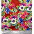 thumbnail image 1 of Soimoi Rayon Fabric Leaves,Lotus & Anemone Floral Decor Fabric Printed Yard 42 Inch Wide, 1 of 3