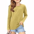 thumbnail image 2 of MeetoTime Girls Long Sleeve Tops Crewneck Solid Color Dressy Tunic Tops Children's Pullover Undershirt, 2 of 5