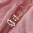 thumbnail image 4 of Dvkptbk Ring 4Pcs/Set Combination Personality Cold Wind Si-Mple Pearl Ring Jewelry, 4 of 6