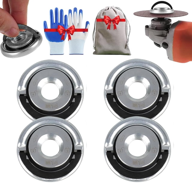 Angle Grinding Tool Flange Nut, M14 Thread Angle Grinder Flange Nut, Quick Clamping Replacement Part, Perfect Compatibility, Durable Construction, for Replacement & Fixing Cutting Disc (4PCS)