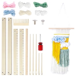 Métier à Tisser En Bois Pour Enfants – Kit De Tricotage Manuel Avec 14 Pelotes De Laine, Navettes – Dès 6 Ans