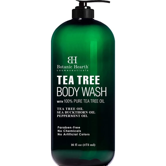 BOTANIC HEARTH Tea Tree Body Wash, Helps Nail Fungus, Athletes Foot, Ringworms, Jock Itch, Acne, Eczema & Body Odor, Soothes Itching & Promotes Healthy Skin and Feet, Naturally Sce