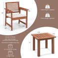 thumbnail image 2 of Costway 3 PCS Patio Furniture Set with 2 Seat Cushions Coffee Table Solid Wood Chairs, 2 of 7