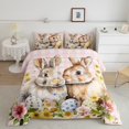 thumbnail image 2 of Erosebridal Happy Easter Comforter Sets Queen Size for Girls,Rabbit Eggs Flower Bedding Queen Comforter Set,Animal Bedroom Decor,Reversible,Ultra Soft,3 Pieces, 2 of 7