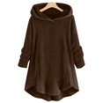 thumbnail image 2 of Womens Cardigan Plus Size Button Plush Tops Hooded Loose Cardigan Wool Coat Winter Jacket Navy Xl, 2 of 5