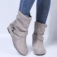 thumbnail image 2 of Bottes Mi-Mollet Décontractées pour Femmes, Mode, Boucle, Suède, Bout Rond, Plates, Sans Talons, Bottillons Courts, Hiver Automne, 2 of 6