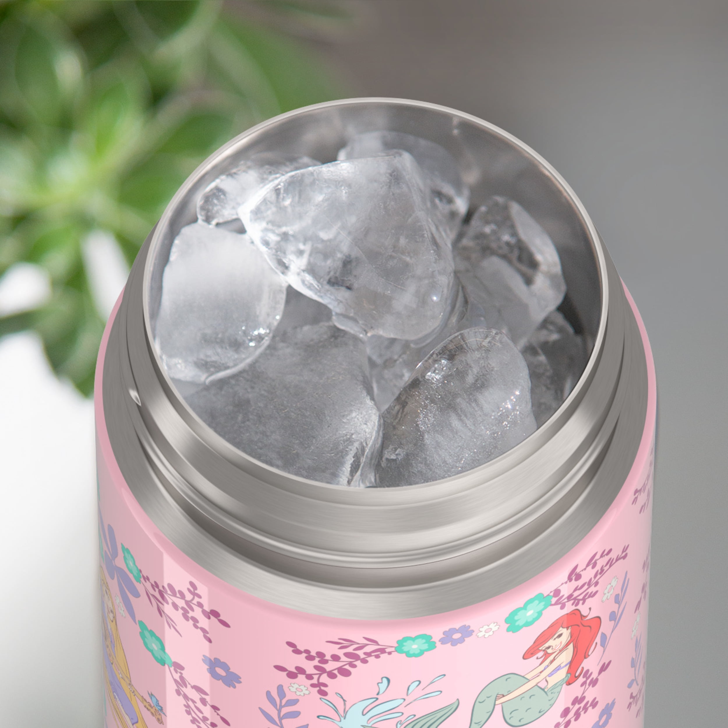 Bouteille isotherme Thermos Kids Funtainer en acier inoxydable de 470 ml avec bouchon à bec verseur, Princesse
