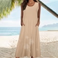 thumbnail image 4 of Yuyuzo Robe Grande Taille pour Femmes Été Sans Manches Coton Lin avec Poches Robe Longue Fluide de Plage, 4 of 7
