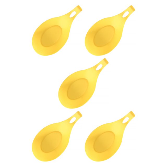 QualitChoice Silicone Spoon Rest Heat Resistant Teabag Tidy Holder Cooking Dish Home Yellow 5Set