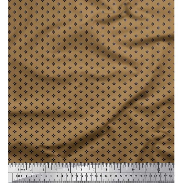 Soimoi Polyester Crepe Fabric Geometric Star Shirting Fabric Prints by Yard 42 Inch Wide