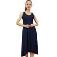 thumbnail image 2 of Bimba Robe en Rayonne de Designer pour Femme avec Poches, Maxi Bleu Uni avec Foulard - 24, 2 of 6