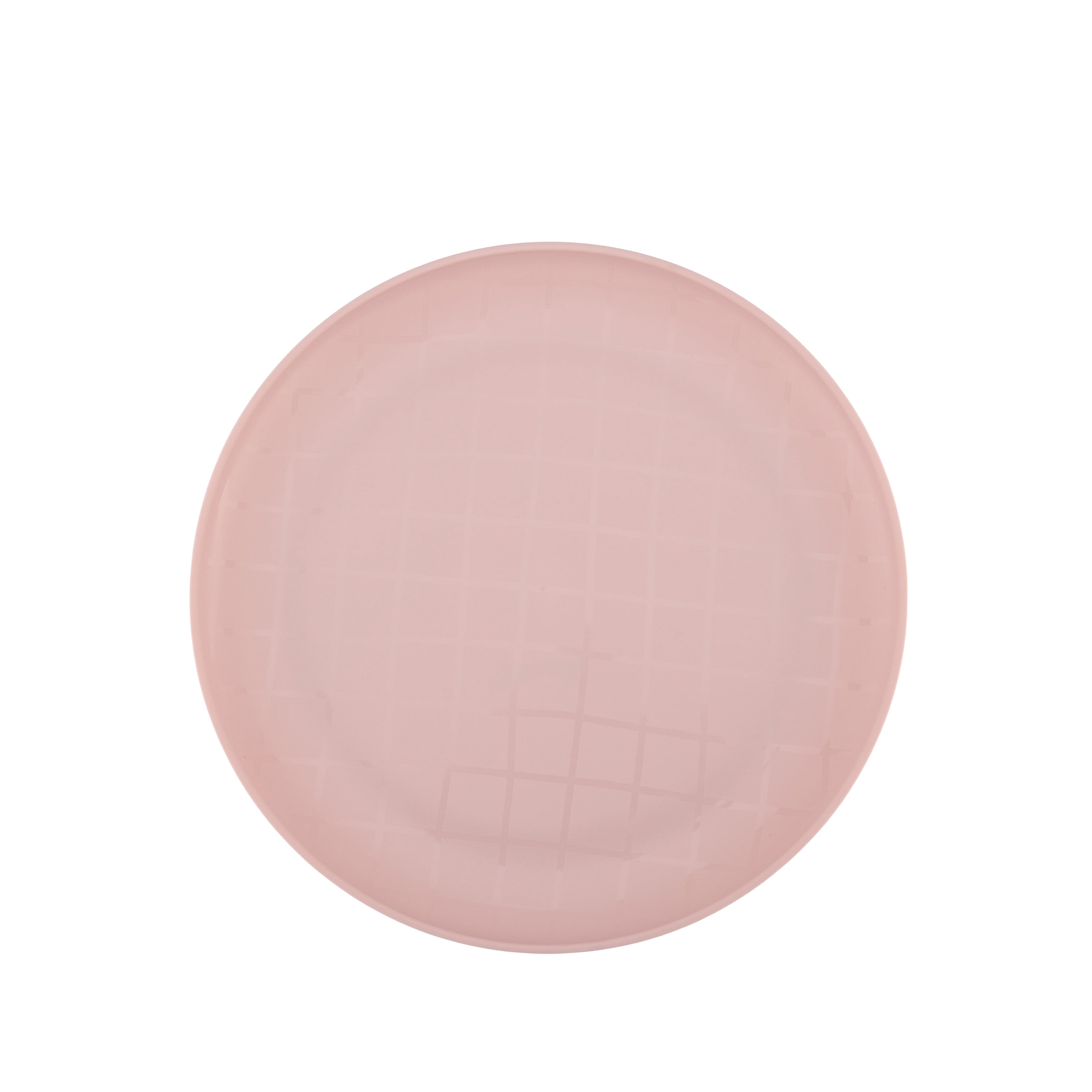Mainstays Grid Pink Polypropylene Plate, 1 Pack, Light Pink