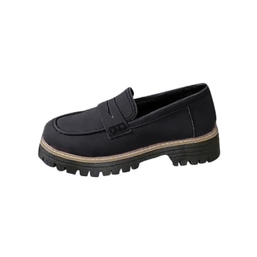 Loafers for Women Platform Chunky Penny Loafer Lug Sole Comfortable Slip on Work Office Business Casual Dress Shoes Black