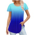 thumbnail image 1 of Besolor Hauts d'Été pour Femmes Tendance Dégradé Plissé Manches Courtes Chemises Décontractées Grande Taille Col Rond Blouse Habillée, 1 of 5