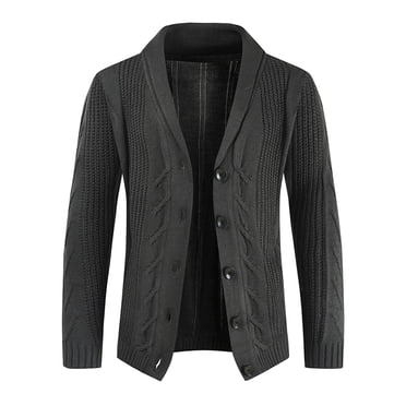WREESH Cardigan d'Automne Uni Personnalité Ajusté à Boutons Chandail Décontracté de Tous les Jours pour Homme