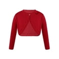 thumbnail image 3 of Doomiva Cardigan Court en Tricot pour Filles Enfants Boléro Shrug Chandail Manteau Veste à un Bouton Cache-Robe de Demoiselle d'Honneur Rouge 110, 3 of 7