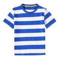 thumbnail image 4 of T-shirts d'Été à Rayures à Manches Courtes pour Filles, à Blocs de Couleur, Tendance, Col Ras du Cou, Chandails à Enfiler, Hauts, Blouse Décontractée, 4 of 5