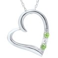 thumbnail image 1 of Pendentif Péridot Cœur à 3 Pierres en Or Blanc 14 K, 1 of 1