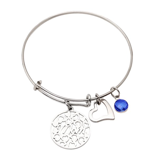 Stainless Steel Mom Bracelet Twelve-color Birthstone Can Be Pushed And Pulled