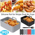 thumbnail image 1 of 2 Pcs Pot en Silicone pour Friteuse à Air Chaud avec 4 Doublures Réutilisables Panier en Silicone de Qualité Alimentaire pour Friteuses à Double Panier, 1 of 11