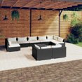 thumbnail image 1 of vidaXL 10 Piece Garden Lounge Set with Cushions Black Poly Rattan, 1 of 5
