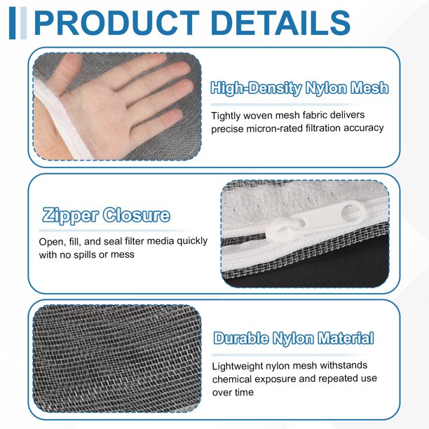 Uxcell 10Pcs 40 Micron Zipper Filter Bag, 7.87x11.81 Inch Nylon